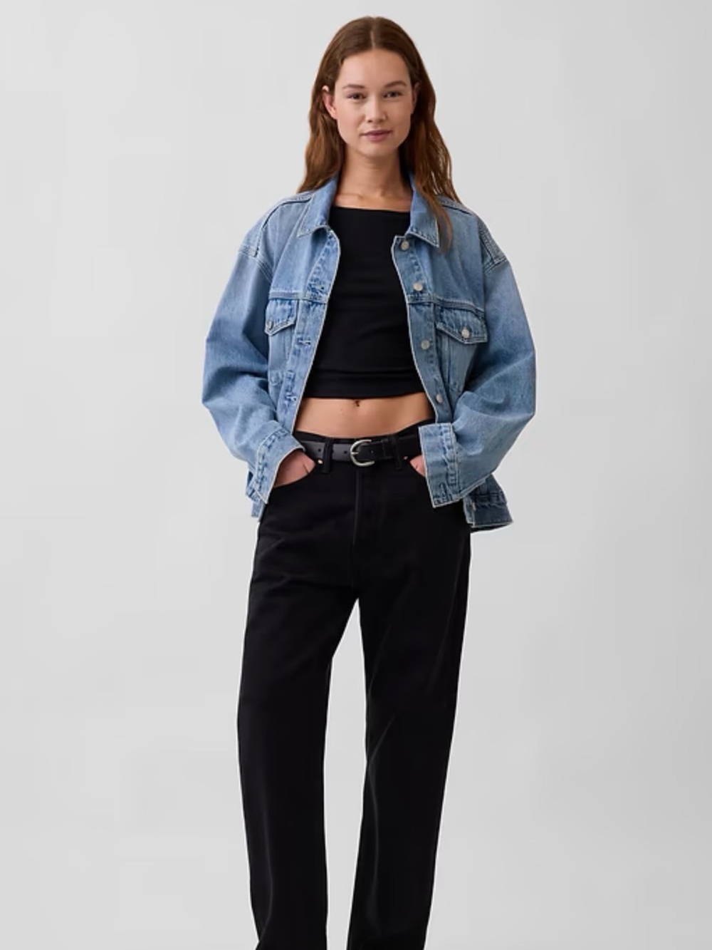 GAP Women's oversized Dark Blue Denim Jacket